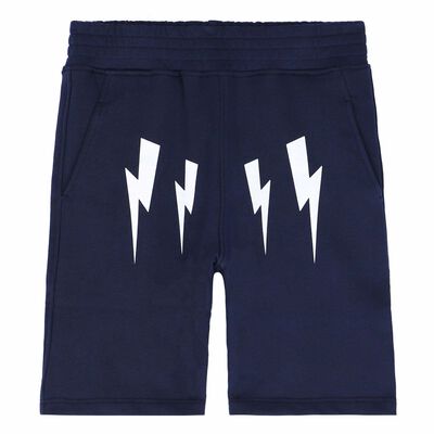 Boys Navy Blue Printed Jersey Shorts