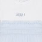 Baby Girls White & Blue Logo Tulle Dress Set, 1, hi-res