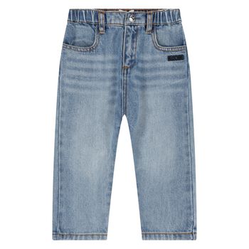 Moschino Younger Boys Blue Logo Denim Jeans, 1 Younger Boys Blue Logo Denim Jeans