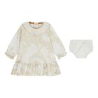 Baby Girls White & Gold Geo Map Dress Set, 1, hi-res