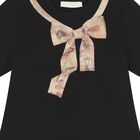 Girls Black & Beige Bow Logo Dress, 1, hi-res