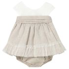 Baby Girls Ivory & Beige Dress Set, 1, hi-res
