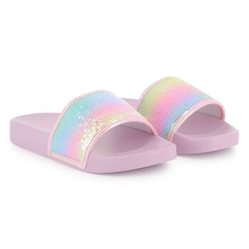 Girls Pink Sequins Sliders