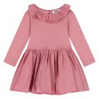Younger Girls Pink Ruffled Long Sleeve Dress, 1, hi-res