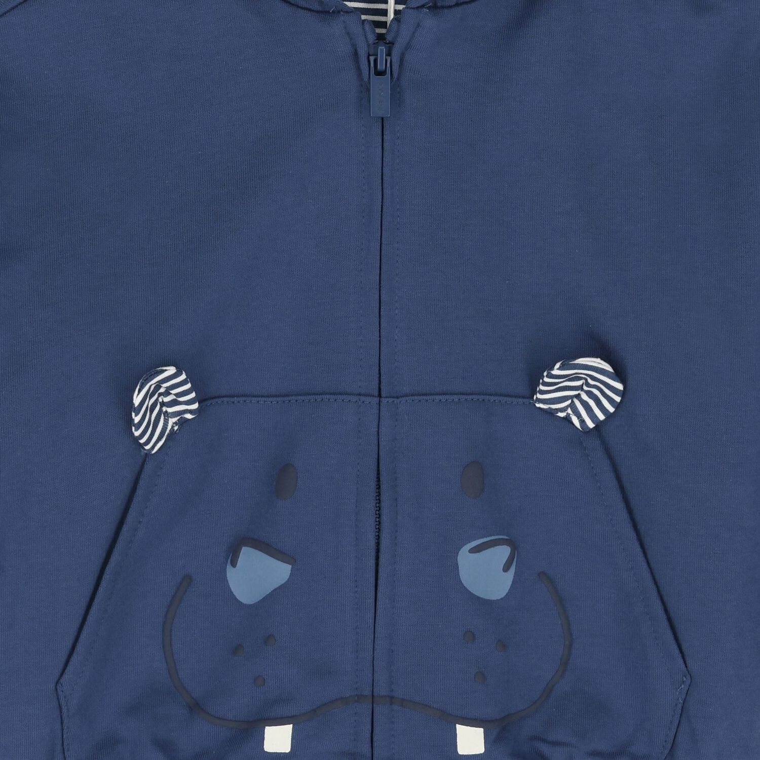 Younger Boys Blue Hooded Zip Up Top, 1, hi-res