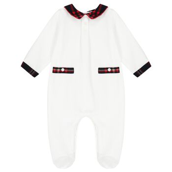 Baby Boys White Tartan Babygrow