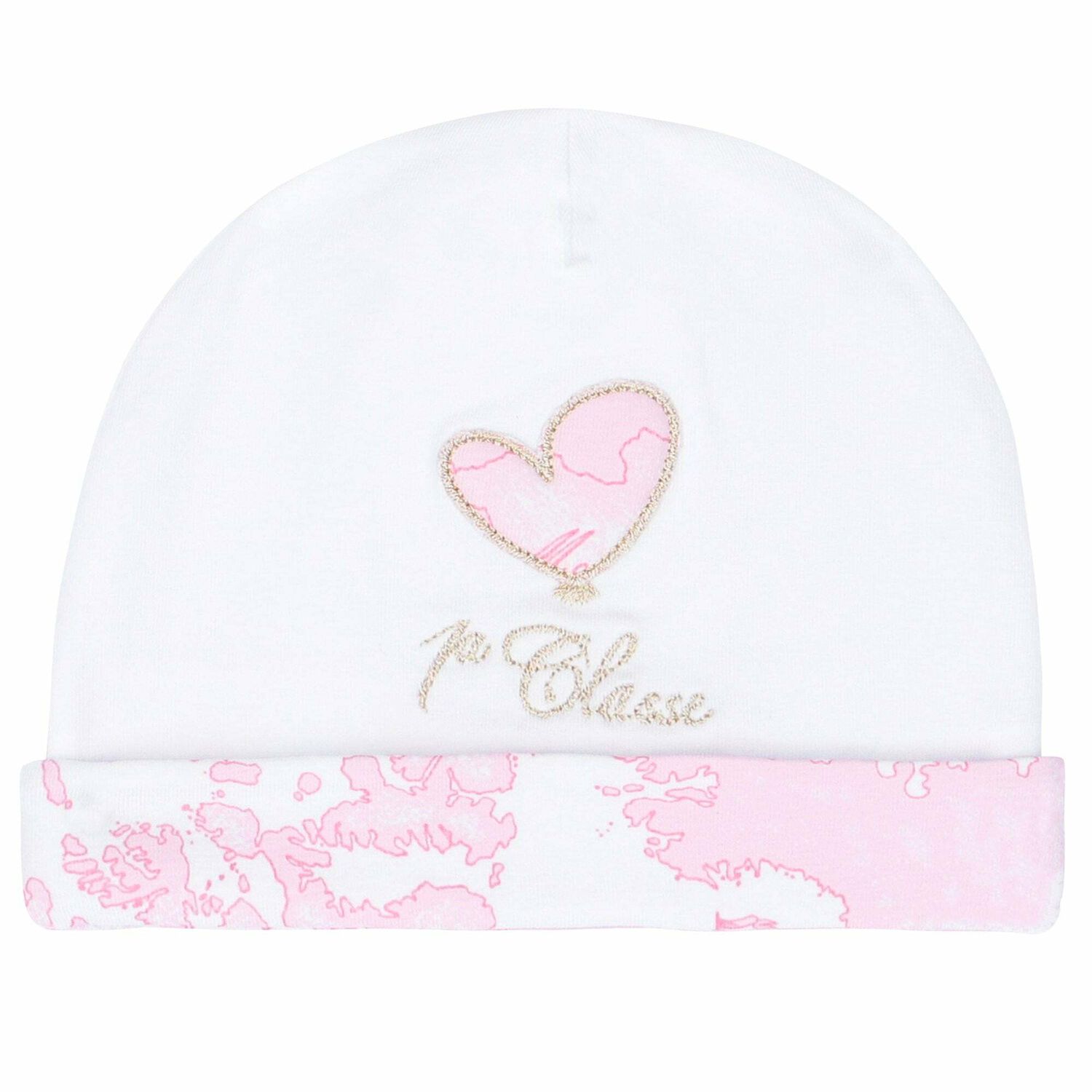 Girls White & Pink Geo Map Baby Hat, 2, hi-res