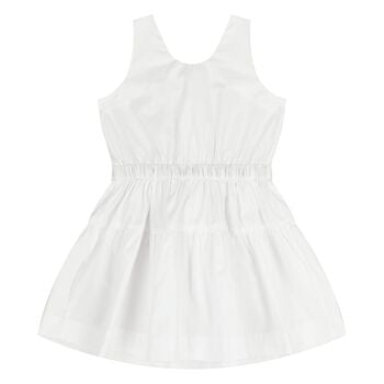 Younger Girls White Check Sleeveless Dress