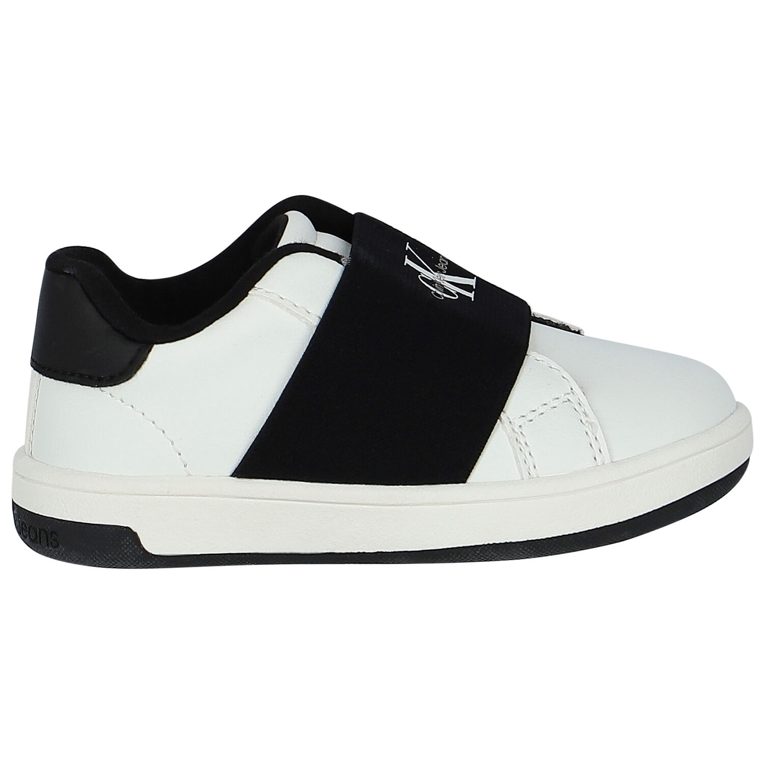White & Black Logo Trainers, 1, hi-res