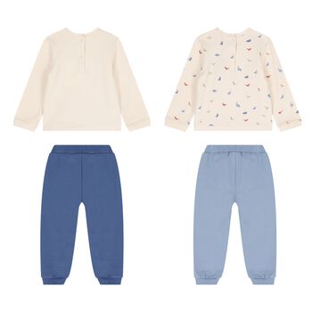 بدله رياضيه للاولاد باللون العاجى والازرق ( 2 قطعه )