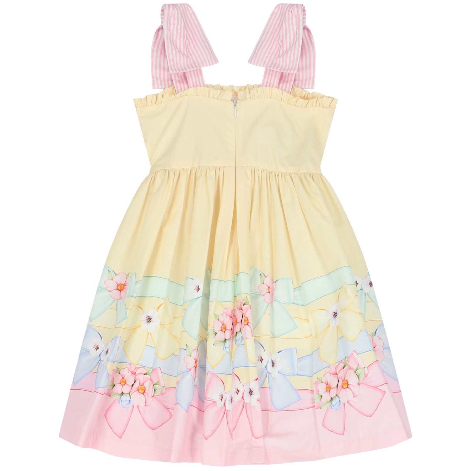 Girls Yellow Floral & Bow Dress, 1, hi-res image number null