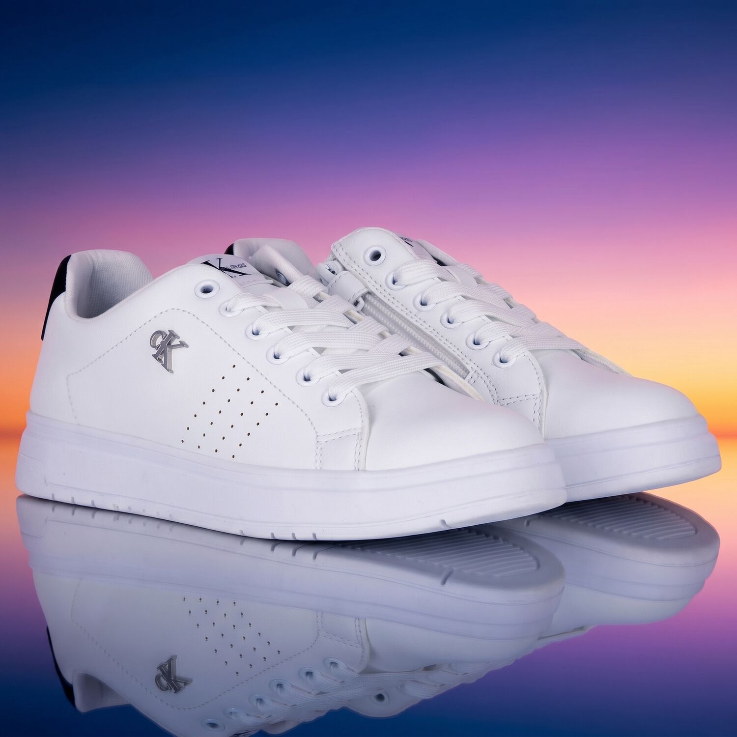 White Logo Trainers, 1, hi-res