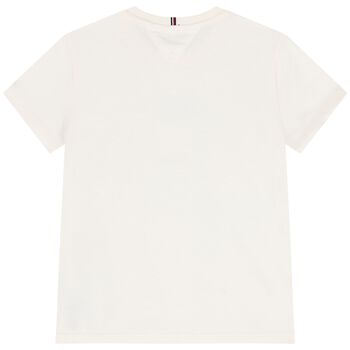 تي شيرت بناتي مزين بشعار باللون العاجي