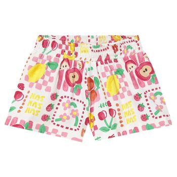 Younger Girls White Fruits Shorts