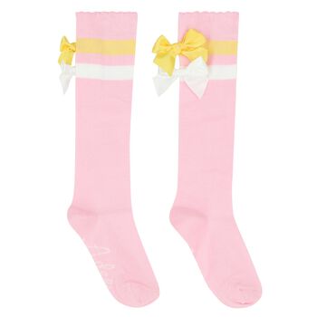 Girls Pink Bow Socks