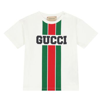 Younger Ivory Logo Web Striped T-Shirt