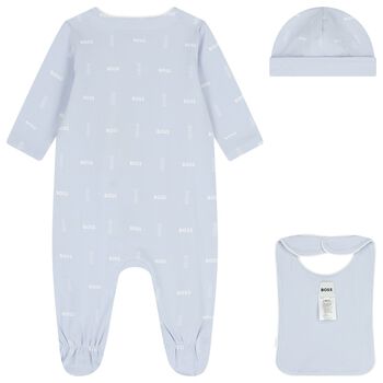 Baby Boys Blue Logo Babygrow Gift Set