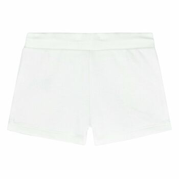 Girls White Holographic Logo Shorts