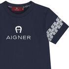Younger Boys Navy Blue Logo T-Shirt, 2, hi-res