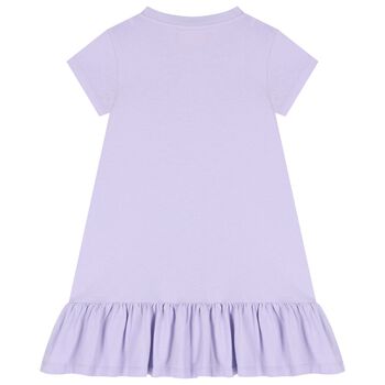 Girls Purple Strass Crystal Logo Dress