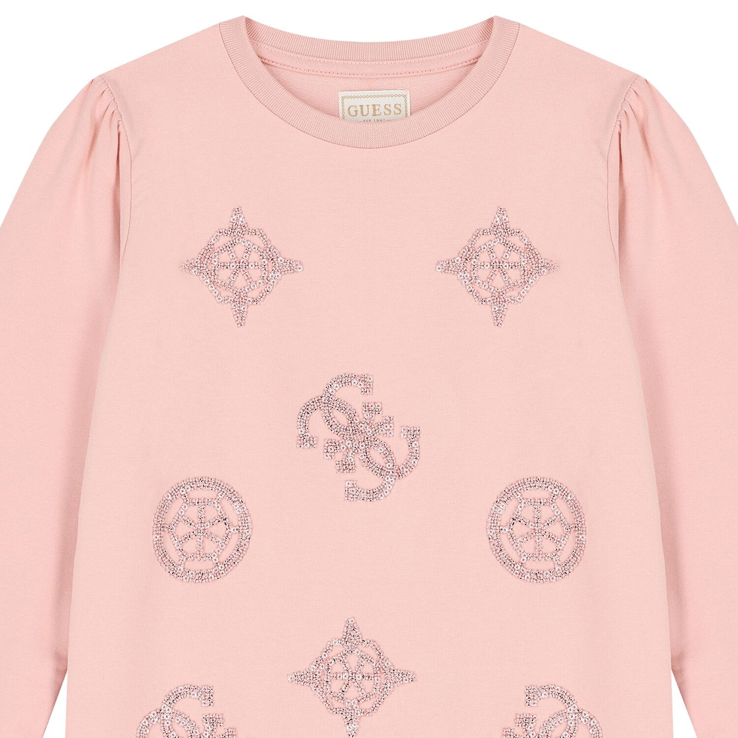 فستان بنات سويتشيرت بالشعار باللون الوردي, 1, hi-res