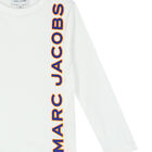 توب أولاد بأكمام بالشعار باللون الابيض, 1, hi-res