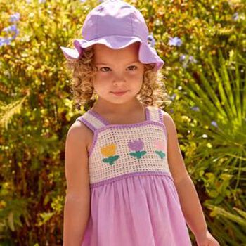Younger Girls Lilac & Ivory Flower Dress