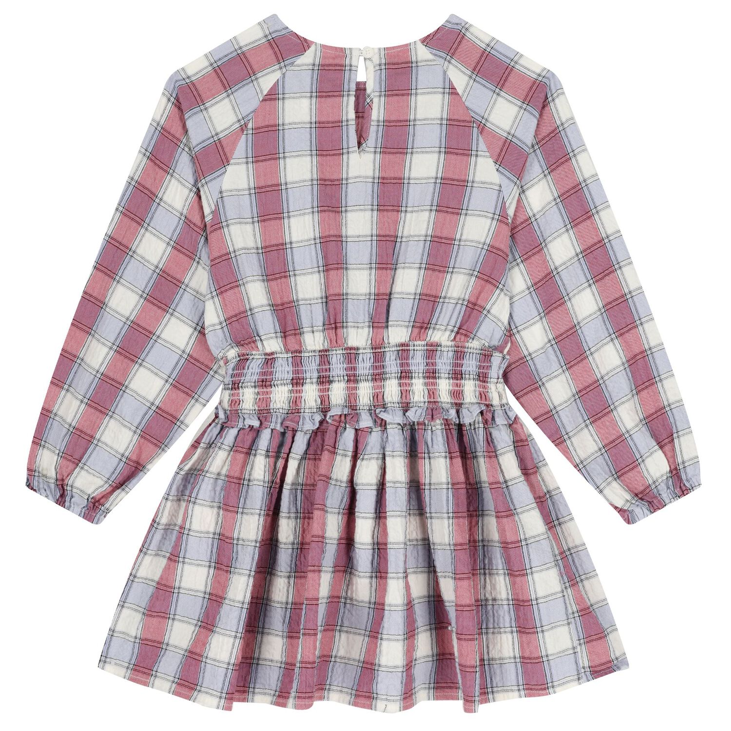 Girls Pink & Blue Check Dress, 1, hi-res