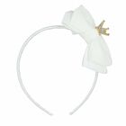 Girls White Bow Headband, 1, hi-res