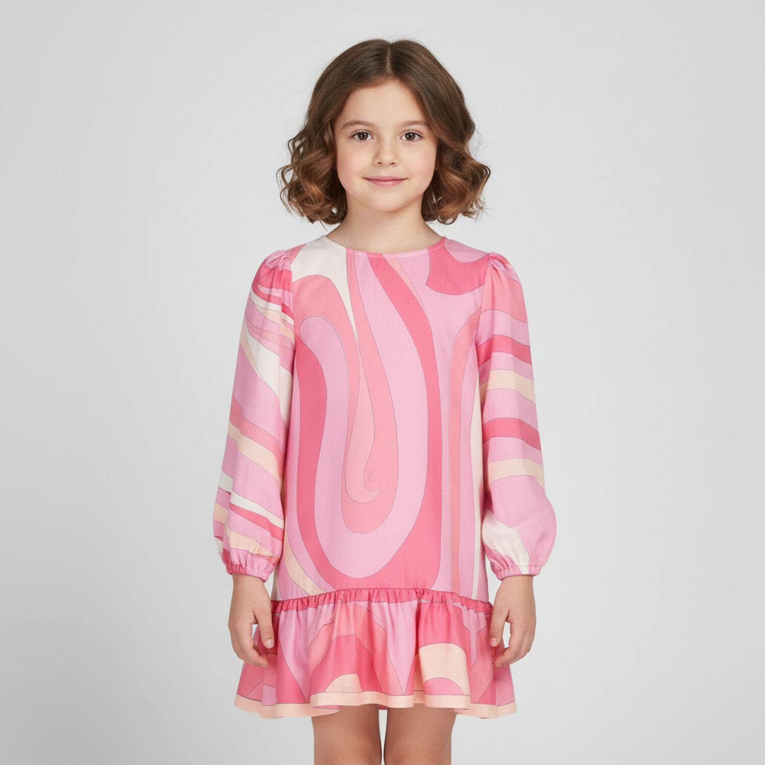 Younger Girls Pink & Ivory Iride Dress, 1, hi-res
