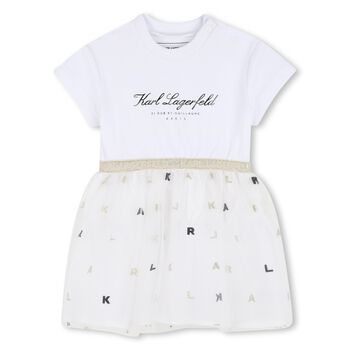 Baby Girls White Logo Tulle Dress