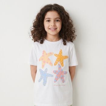 Girls White Starfish T-Shirt