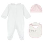 Baby Girls White & Pink Rose Babygrow Gift Set, 1, hi-res