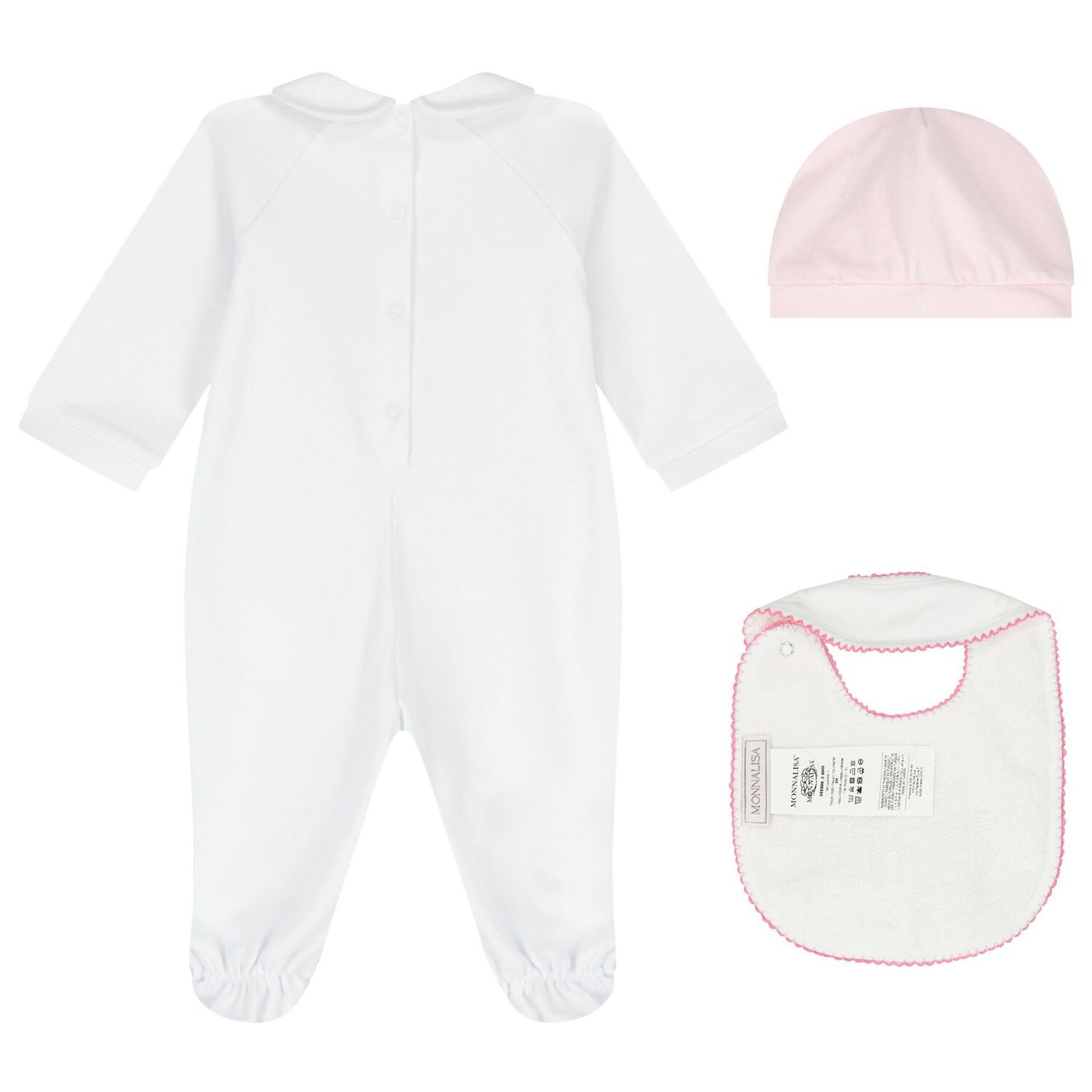 Baby Girls White & Pink Rose Babygrow Gift Set, 1, hi-res