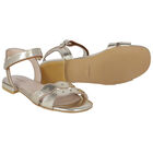 Girls Gold Leather Scalloped Sandals, 1, hi-res
