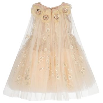 Girls Pink 3D Flower Tulle Dress