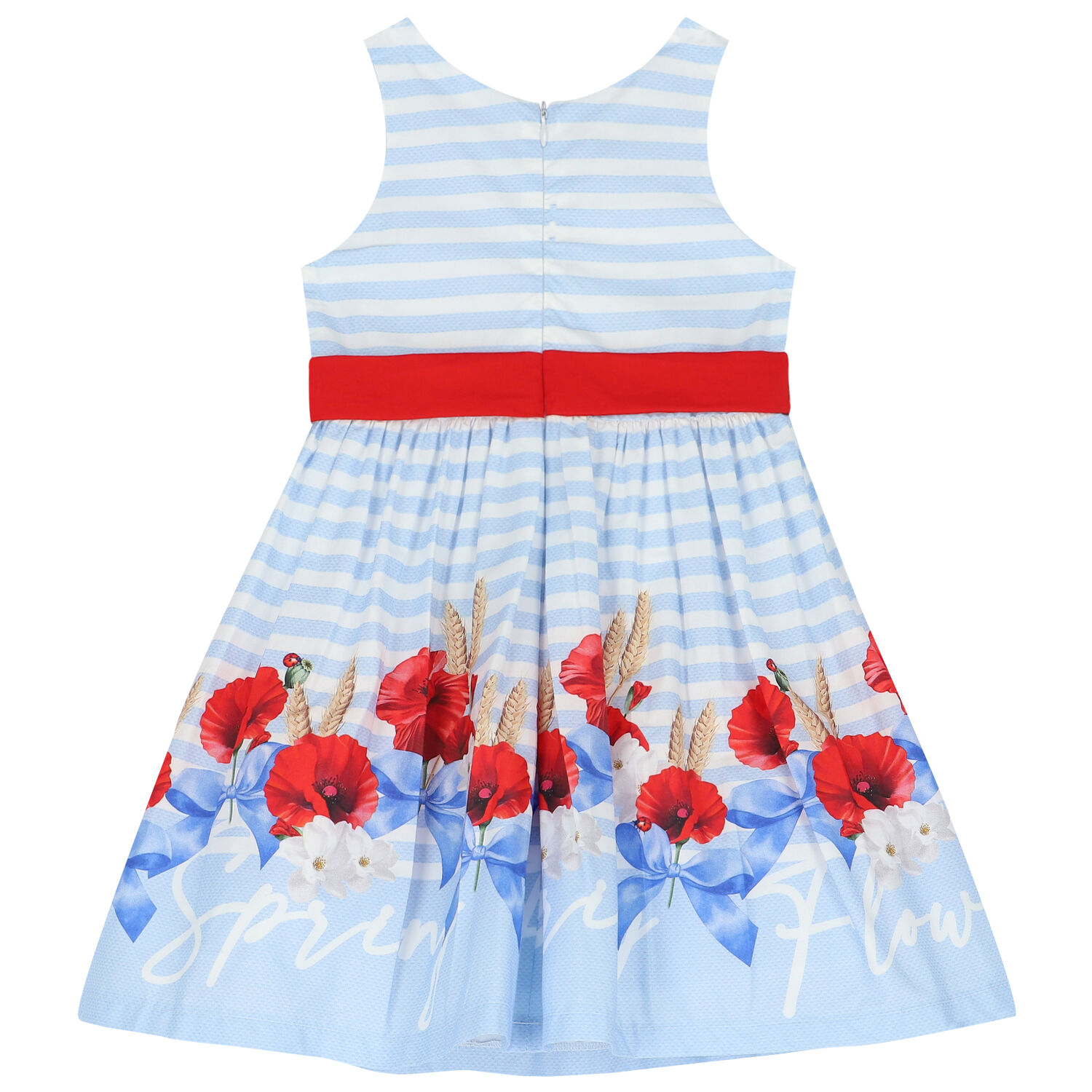 Girls Blue & White Striped Dress, 1, hi-res image number null