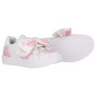 Girls White & Pink Floral Velcro Trainers, 1, hi-res