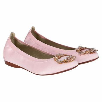 Girls Pink Satin Shoes