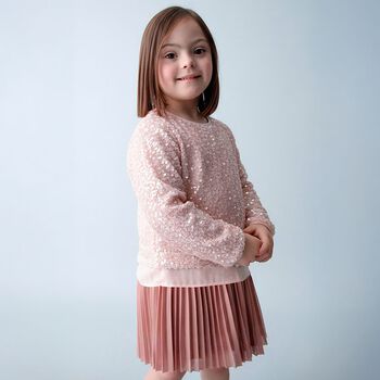 Girls Pink Sequin Dress Set