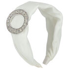 Girls White Embellished Velvet Headband, 2, hi-res