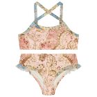 Girls Pink Floral Bikini, 1, hi-res