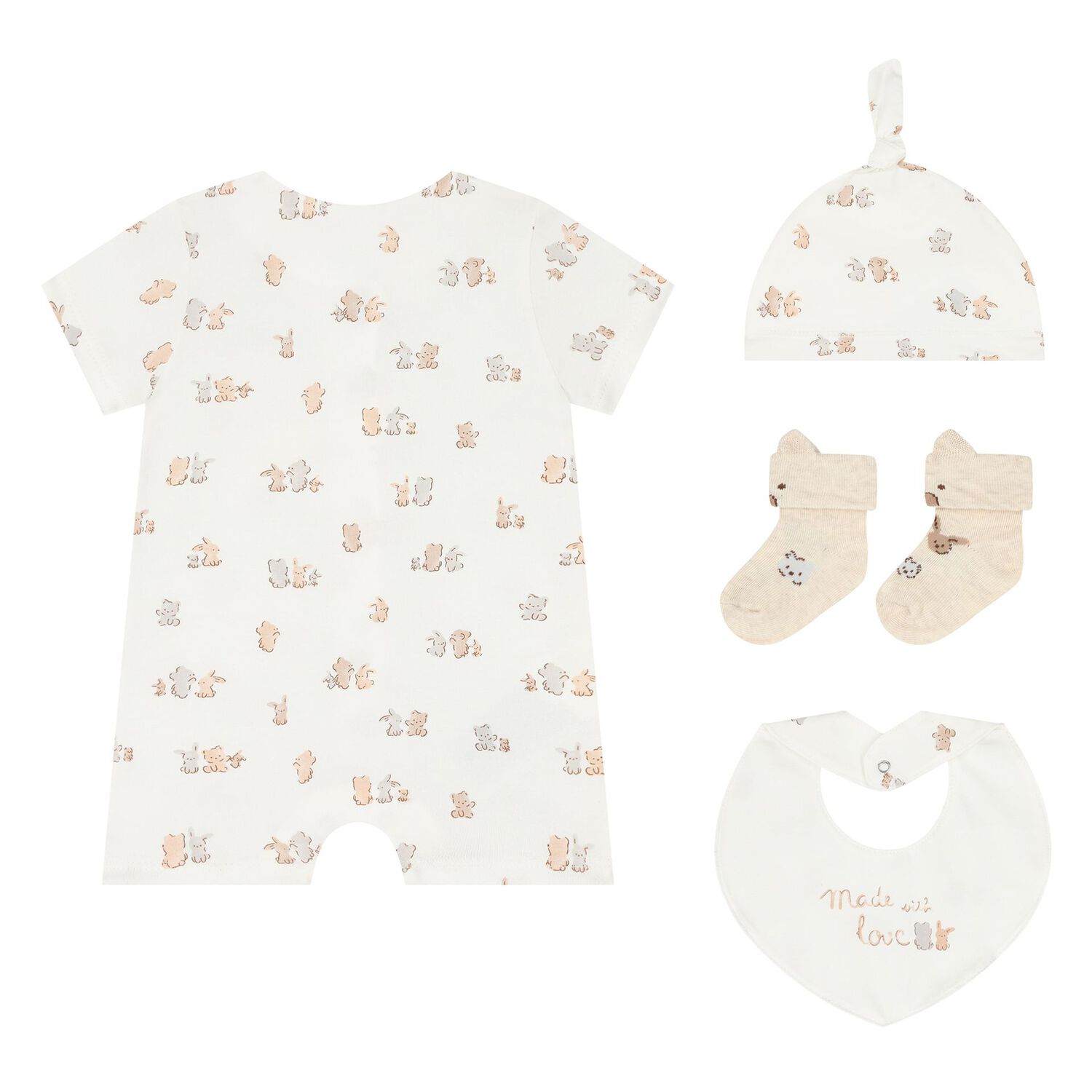 Ivory & Beige Baby Romper Gift Set, 3, hi-res