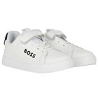Boys White Logo Trainers, 2, hi-res