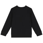 Boys Black Logo Long Sleeve Top, 1, hi-res