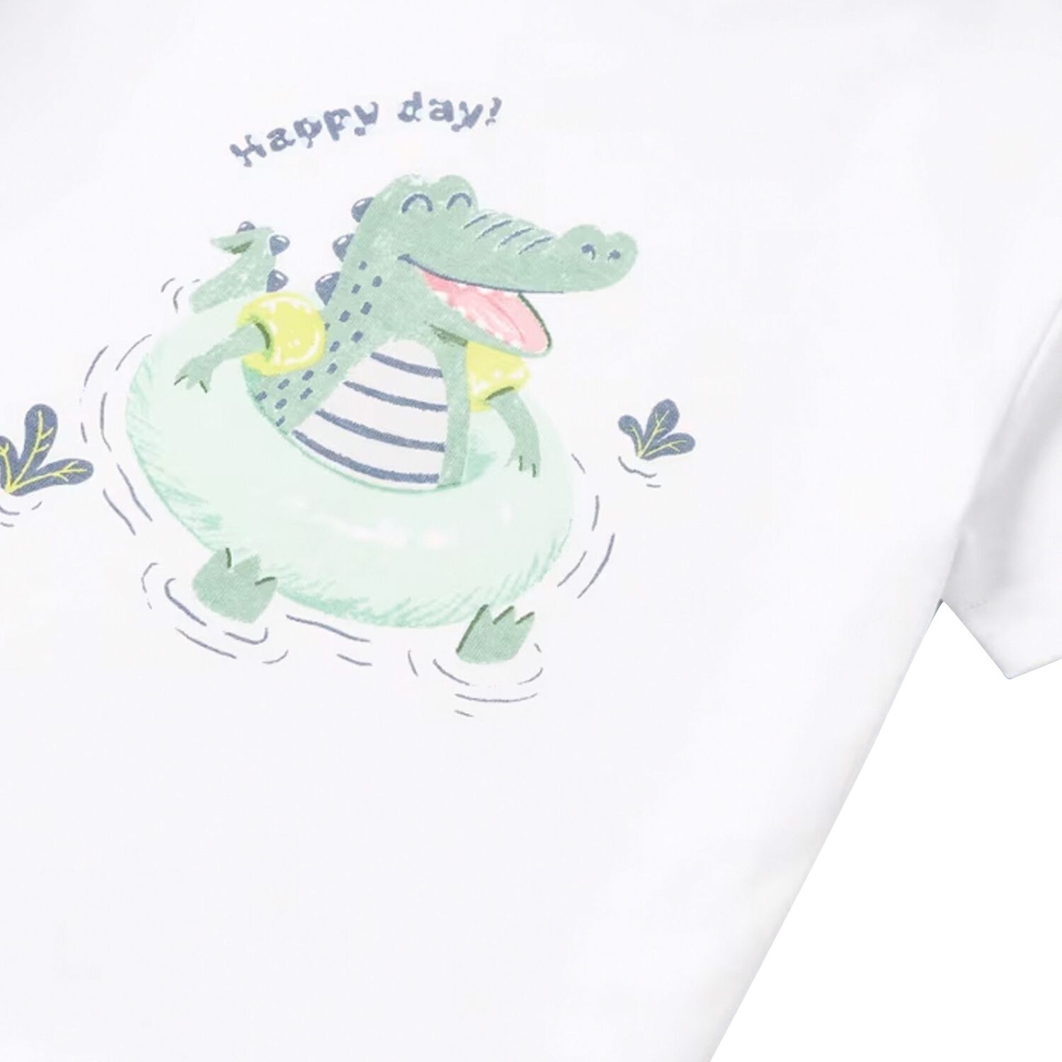 Younger Boys White & Aqua Crocodile Swim Shorts Set, 1, hi-res