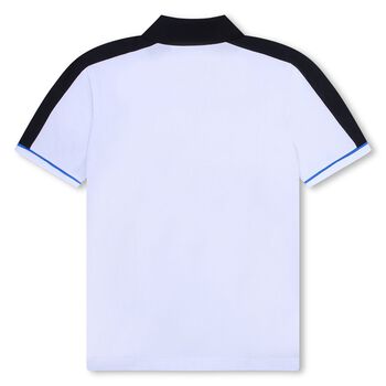 Boys White & Blue Logo Polo Shirt