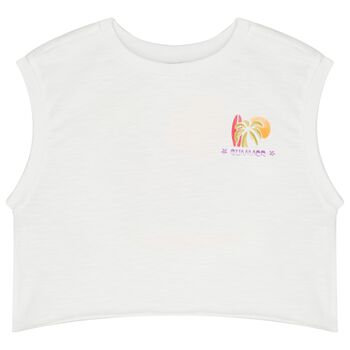 Girls White Sleeveless Top