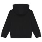 Boys Black Logo Hooded Zip Up Top, 1, hi-res