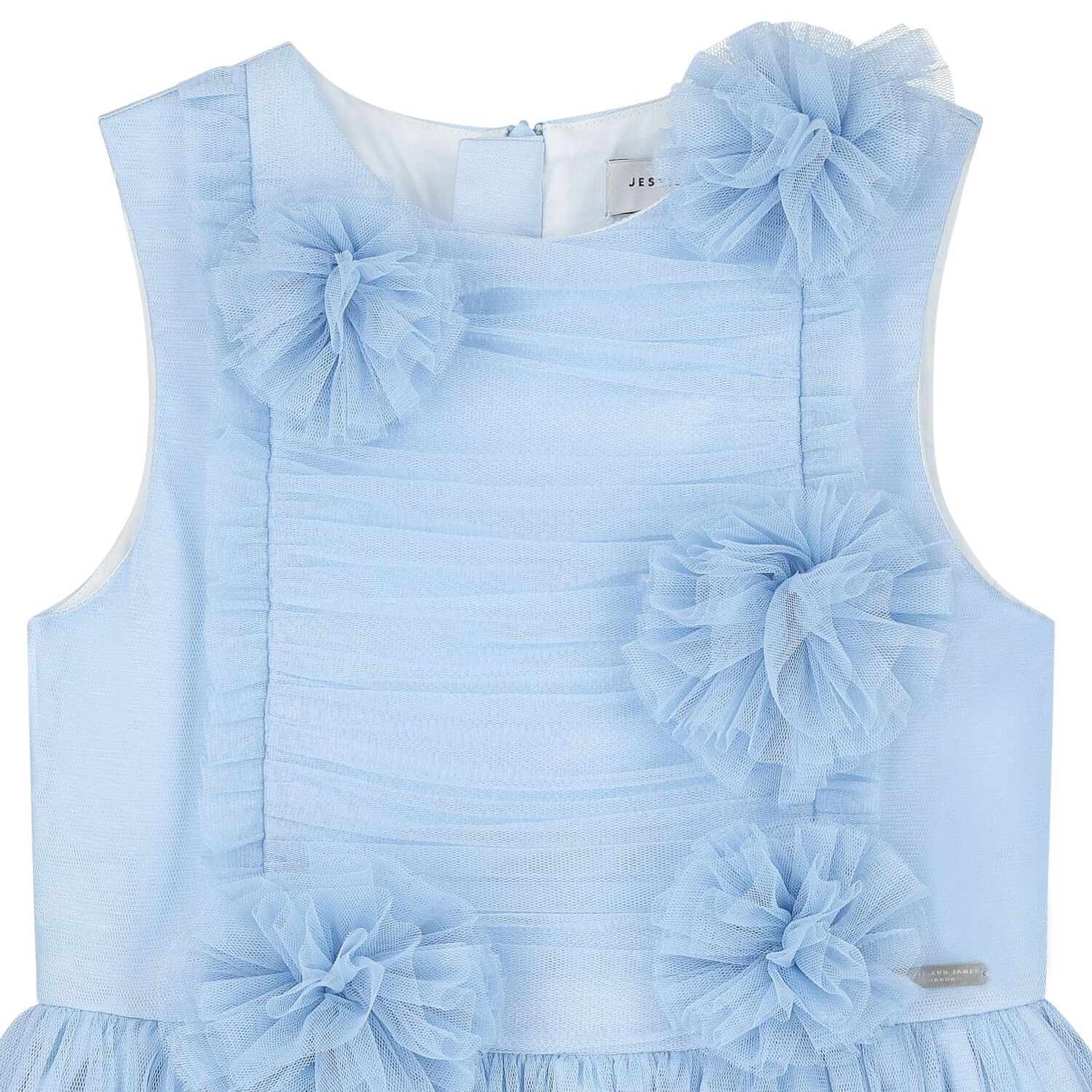 Girls Blue Tulle Flower Dress, 1, hi-res image number null